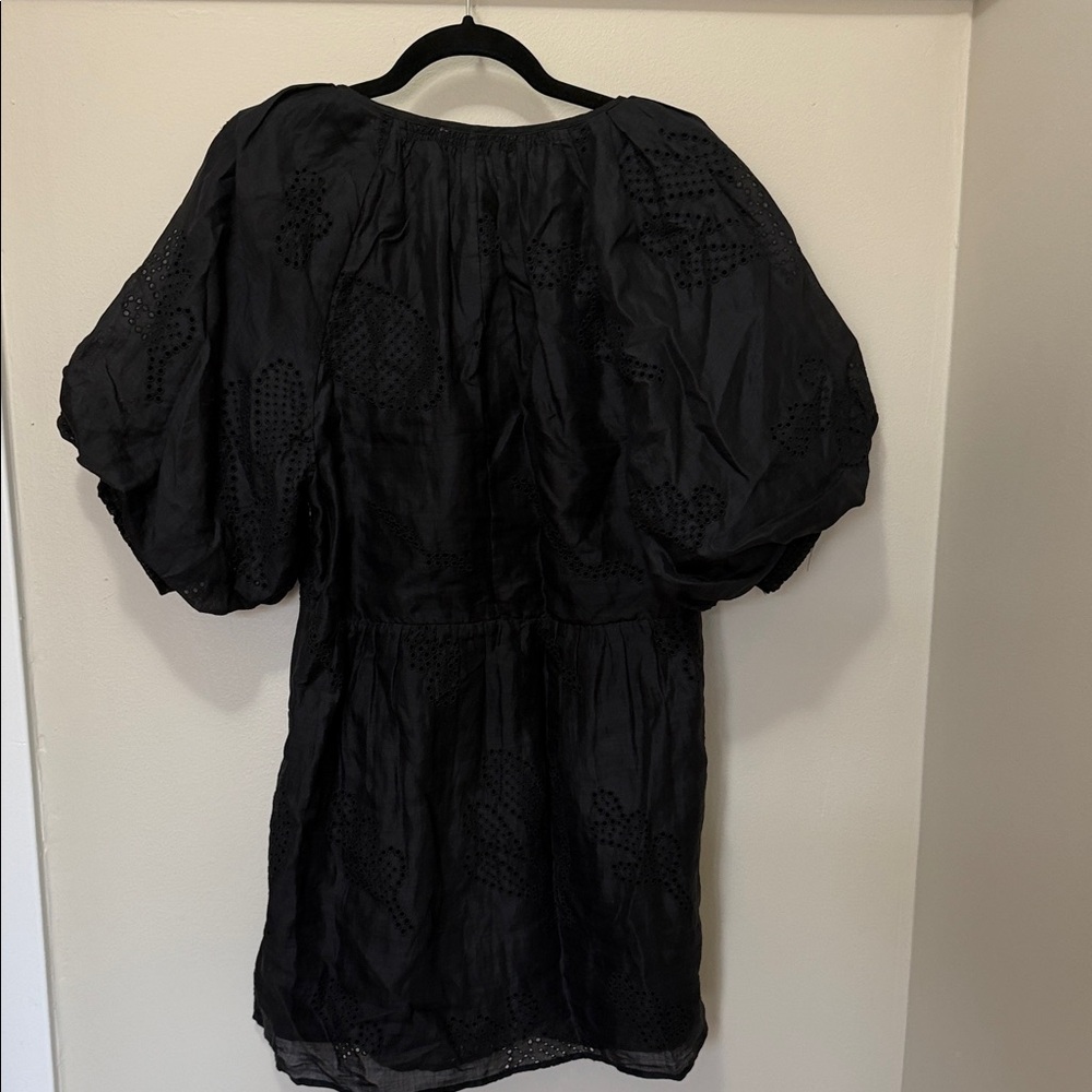 FRAME Black Puff Sleeve Eyelet Dress - Picture 5 of 14